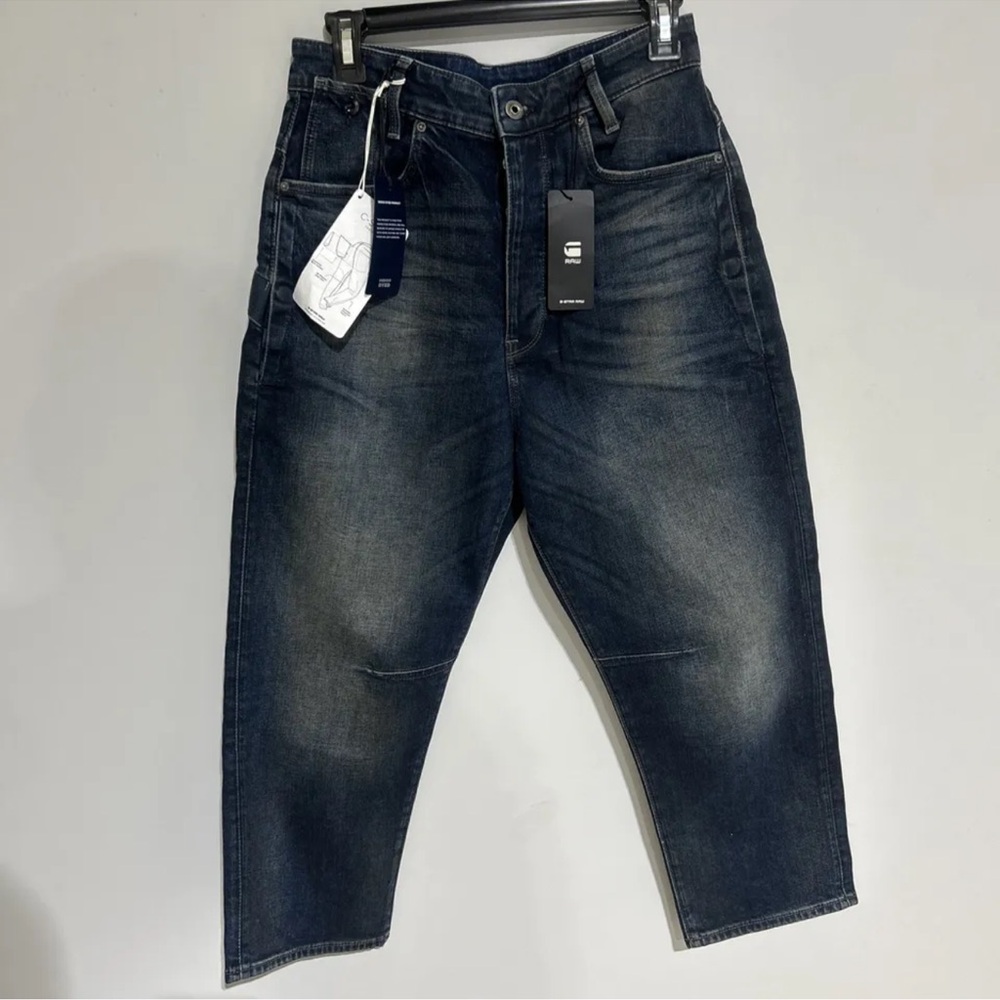 G Star Raw Jeans Women 26/30  C-STAQ 3D HIGH BOYFRIEND Crop Denim Dark Wash.